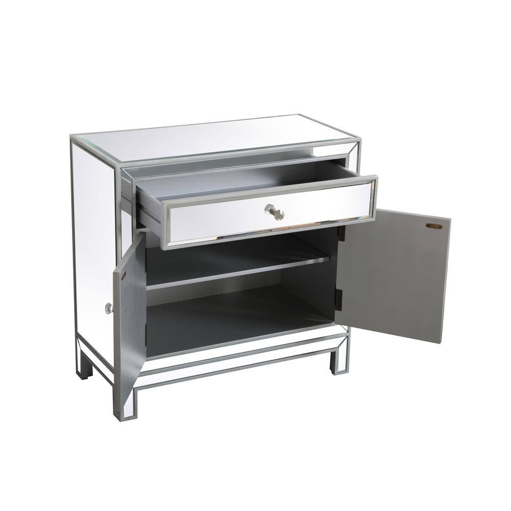 Back. Elegant Decor - 29 in. mirrored cabinet in antique silver - Antique Silver.