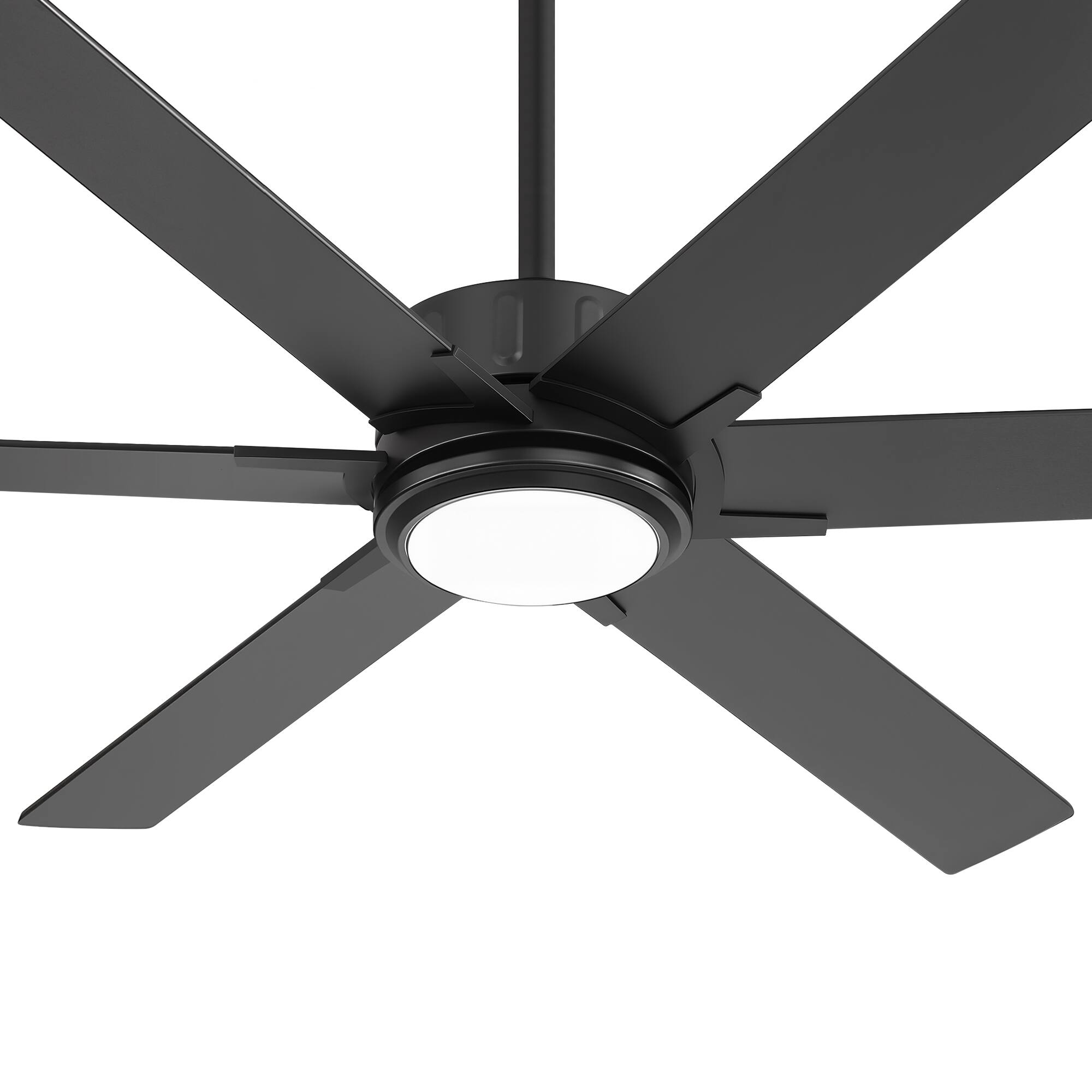 Alt View 9. Breezary - 60-In LED Ceiling Fan with Light, 6 Plywood Blades, 6-Speed DC Motor, Remote, 3CCT, 6"/12" Downrods - 60-inch Black.