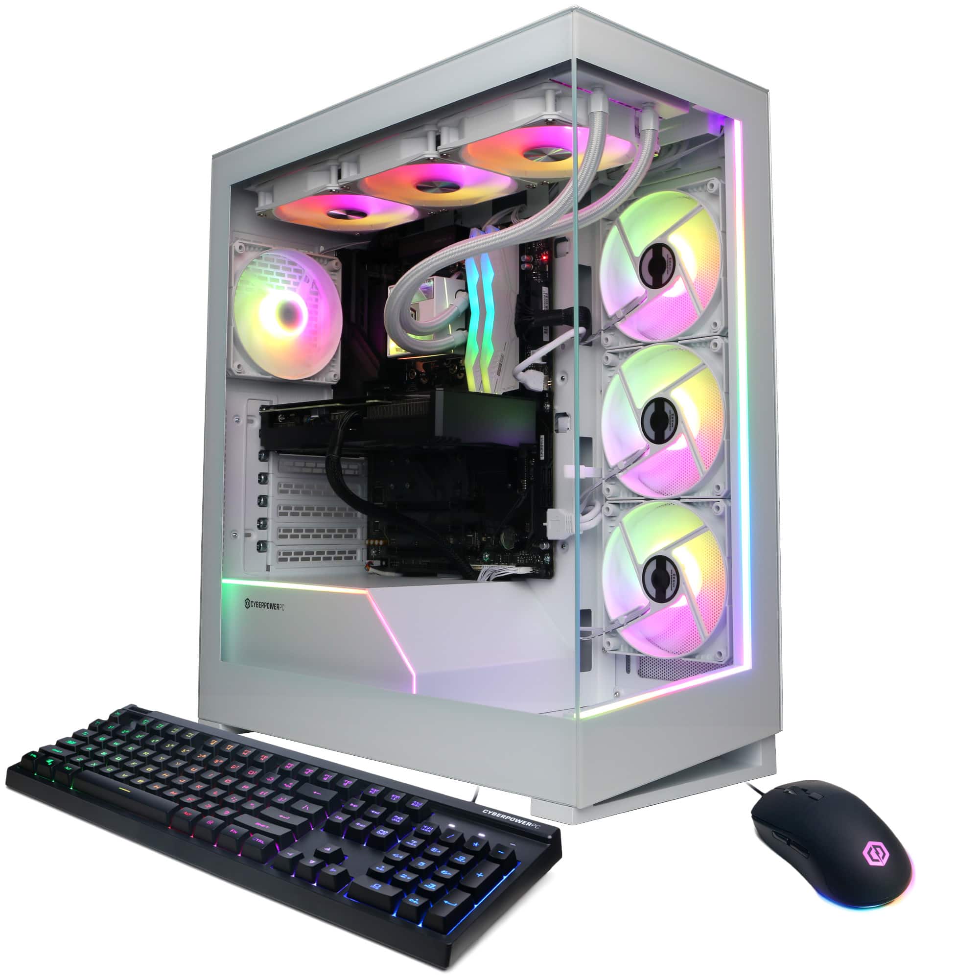 CyberPowerPC - Gaming Desktop - AMD Ryzen 9 9950X3D - NVIDIA GeForce RTX 5070 12GB - 64GB DDR5 - 4TB PCIe 4.0 SSD - White - Front_Zoom