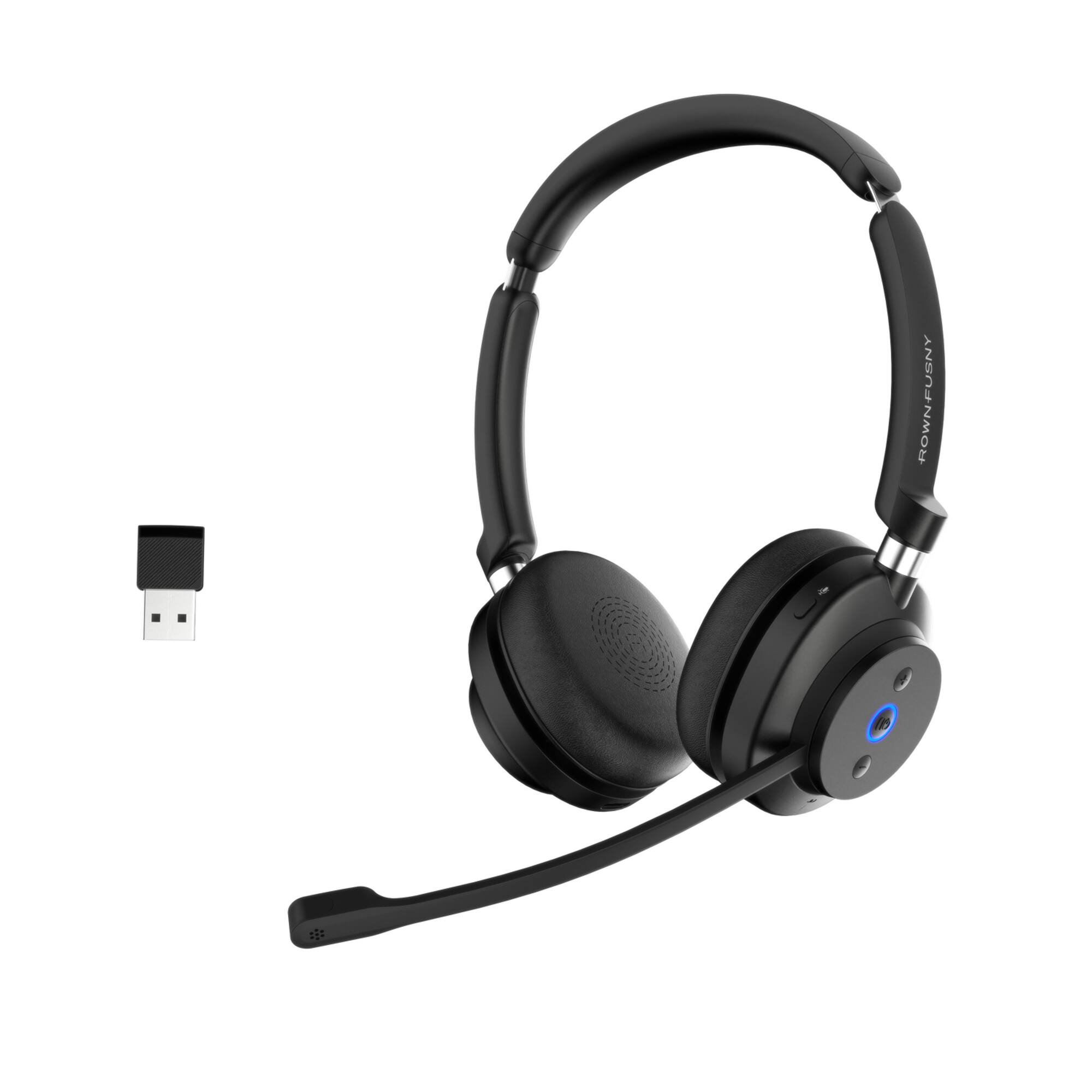 Front. Rownfusny - Rownfusny R02U Wireless Bluetooth Headset With Mic – Noise Cancelling, Dual-Ear.