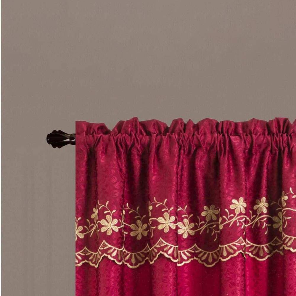 Left. RT Designers Collection - RT Designers Collection Alisa Macrame Rod Pocket Window Room Darkening Panel 54" x 84" Burgundy - Burgundy.