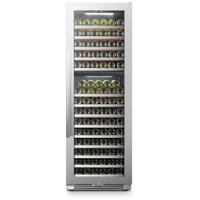 LanboPro - 24 Inch 153 Bottle Dual Zone Built-in or Freestanding Wine Refrigerator with Precision Temperature Controls - Black - Front_Zoom