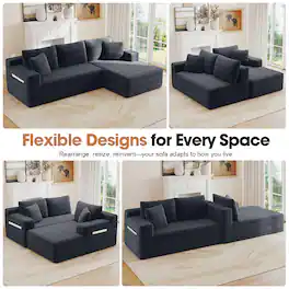 Anysun - 94.5" L-Shape Cloud Modular Sectional Sofa with Right Chaise-Deep-Seat Corner Couch, No Assembly for Living Room&Bedroom - Gray