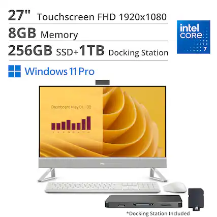 27" Touchscreen FHD 1920x1080
Intel Core 7
8GB Memory
256GB SSD + 1TB
Windows 11 Pro
Docking Station Included
Dashboard May 01 - 08