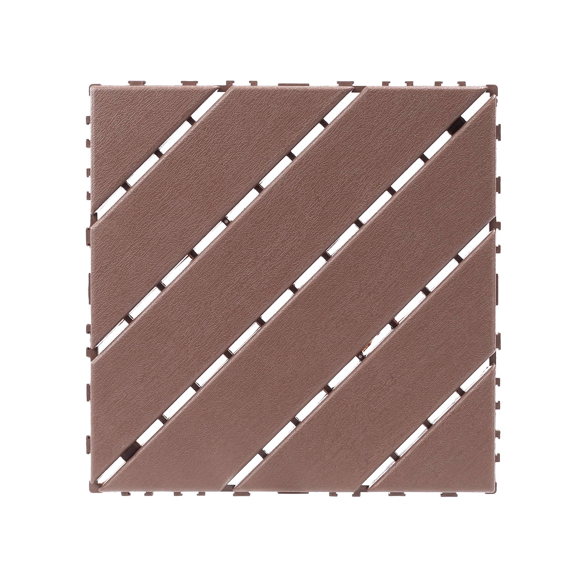 Angle. APRILSOUL - 44pcs 12x12in Plastic Interlocking Deck Tiles All Weather Waterproof Brown - Brown.