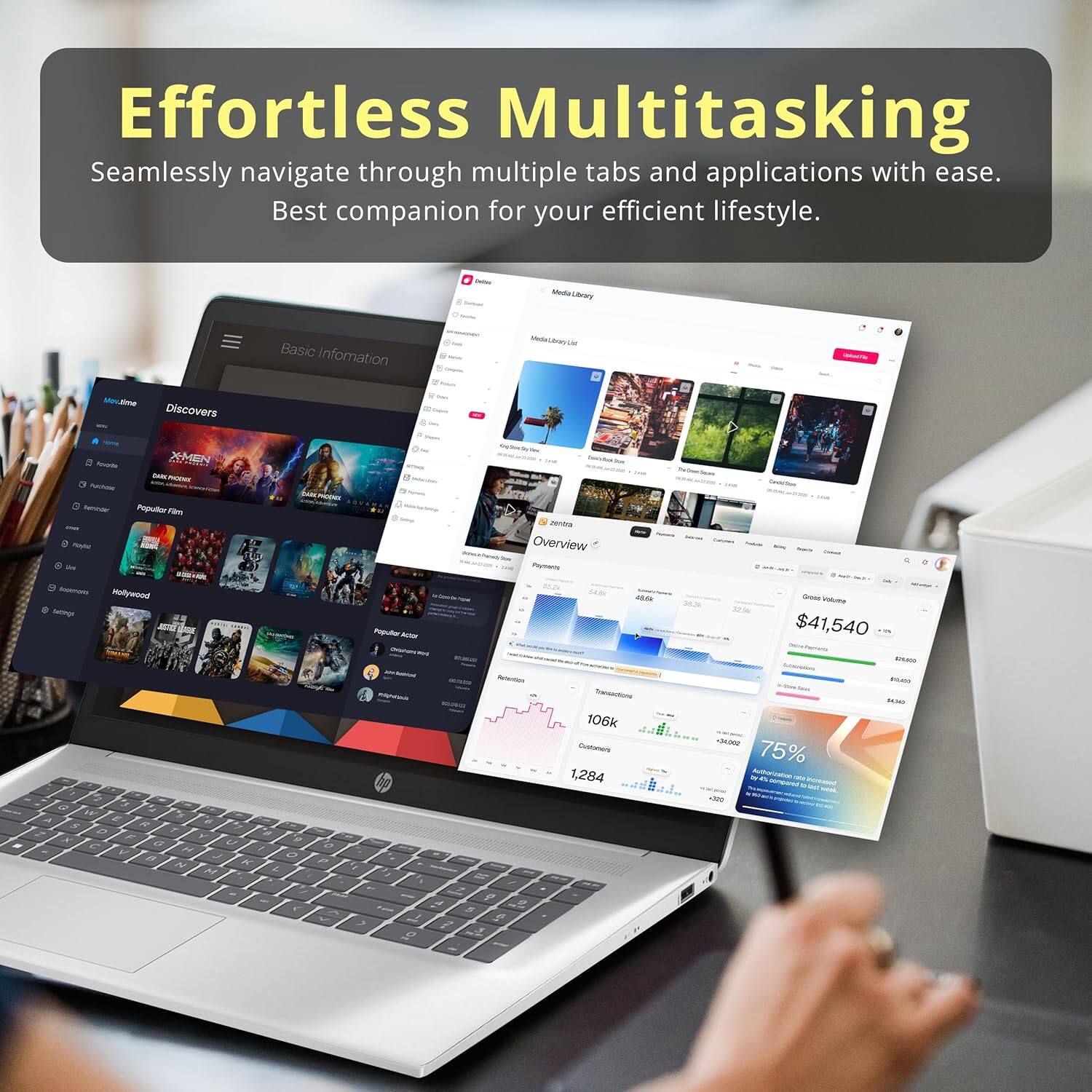 Effortless Multitasking  
Seamlessly navigate through multiple tabs and applications with ease.  
Best companion for your efficient lifestyle.