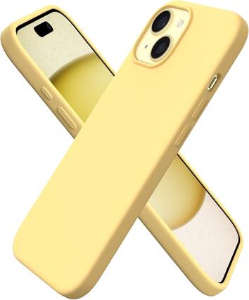 Front. Ornarto - ORNARTO Compatible with iPhone 15 Plus Case 6.7", Slim Liquid Silicone Full Covered Protective Cover-Lemon Yellow - Lemon Yellow.