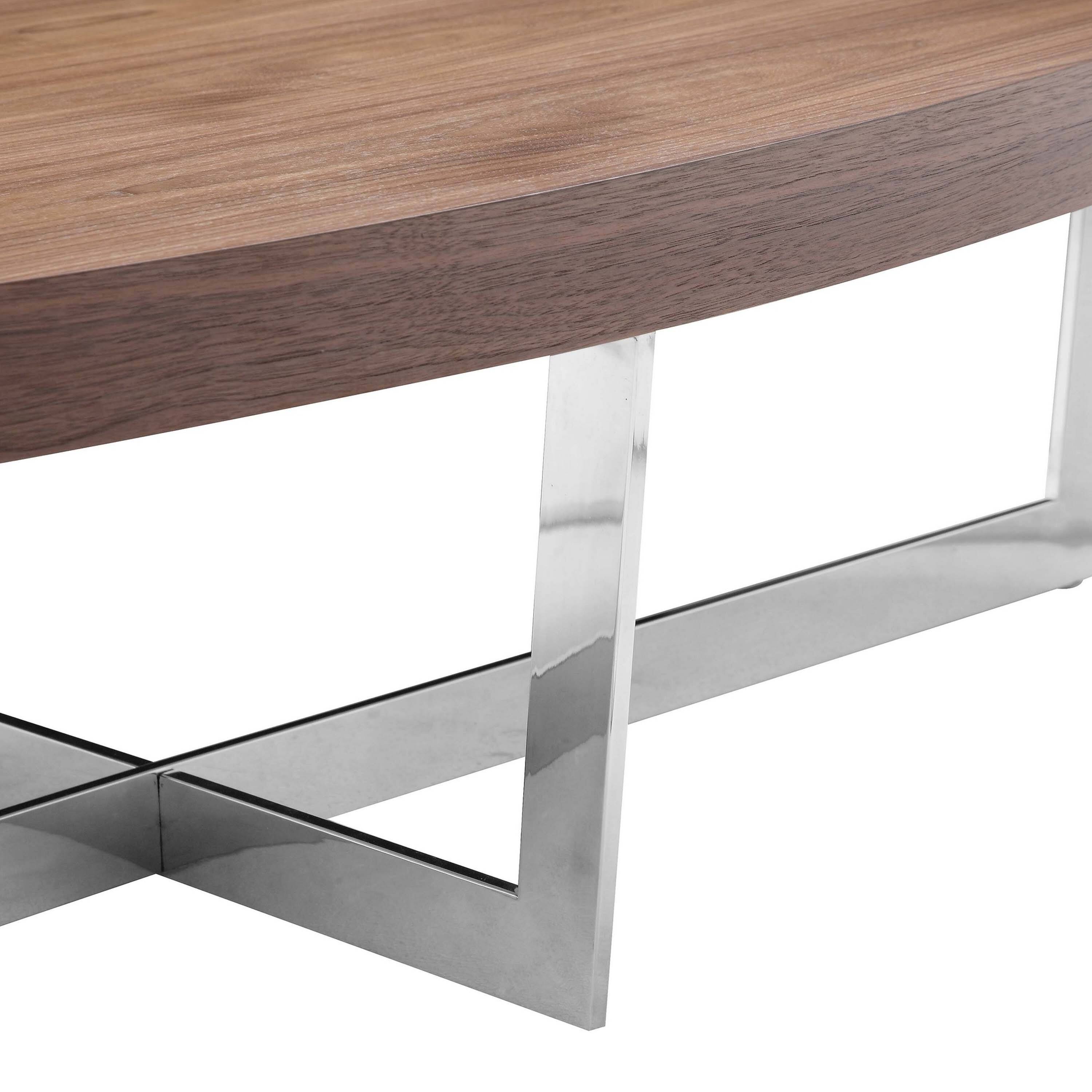 Back. Manhattan Lane - Tini 55 Inch Coffee Table, Oval Top, Chrome Frame - Brown, Chrome.