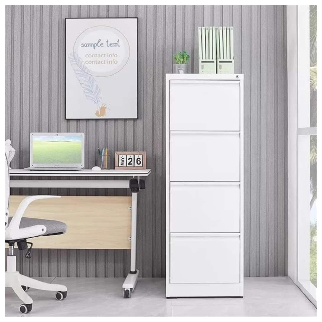 GARVEE - 4 Drawer File Cabinet with Lock, Vertical File Cabinets for Home Office - White