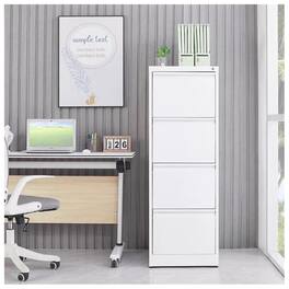 GARVEE - 4 Drawer File Cabinet with Lock, Vertical File Cabinets for Home Office - White