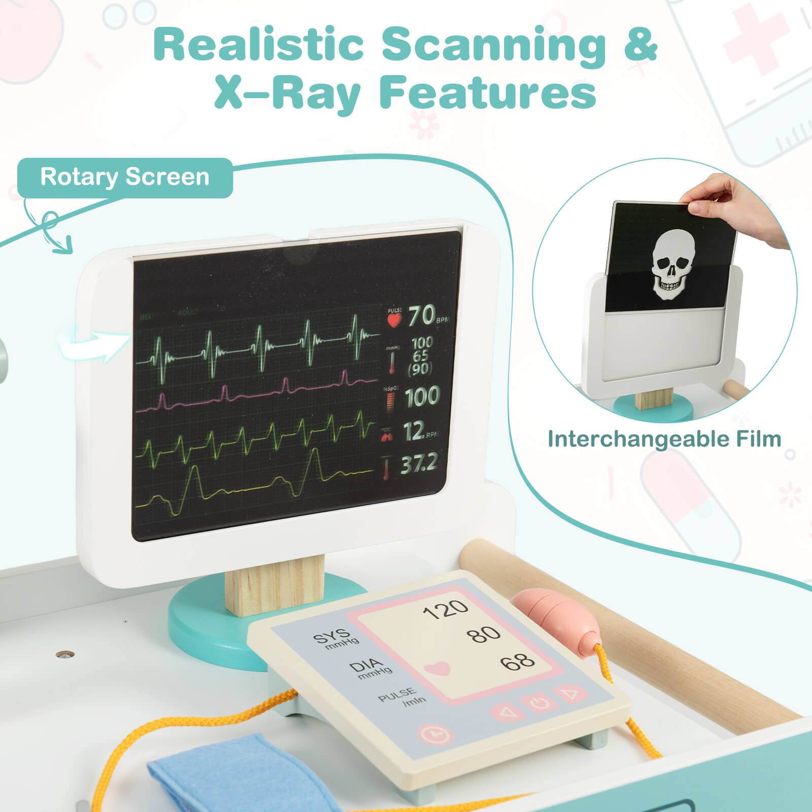 Realistic Scanning & X-Ray Features

- Rotary Screen
- Interchangeable Film

70 BPM
100
65
90
100

12
37.2

SYS mmHg
DIA mmHg
PULSE
68
1min