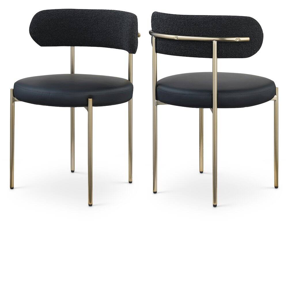 Meridian Furniture - Beacon Vegan Leather and Boucle Fabric Dining Chair, Set of 2 - Black