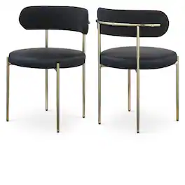 Meridian Furniture - Beacon Vegan Leather and Boucle Fabric Dining Chair, Set of 2 - Black