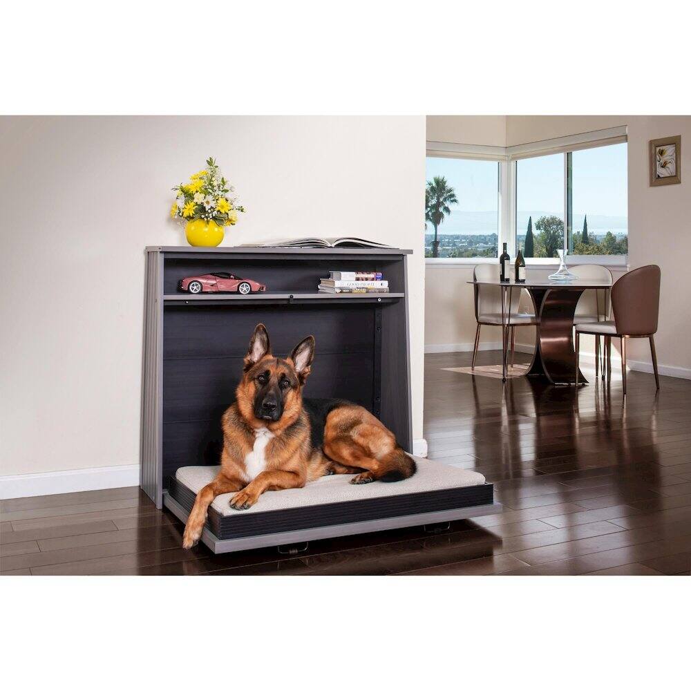 Angle. New Age Pet - ECOFLEX X-Large Murphy Style Dog Bed in Grey Finish - Gray.