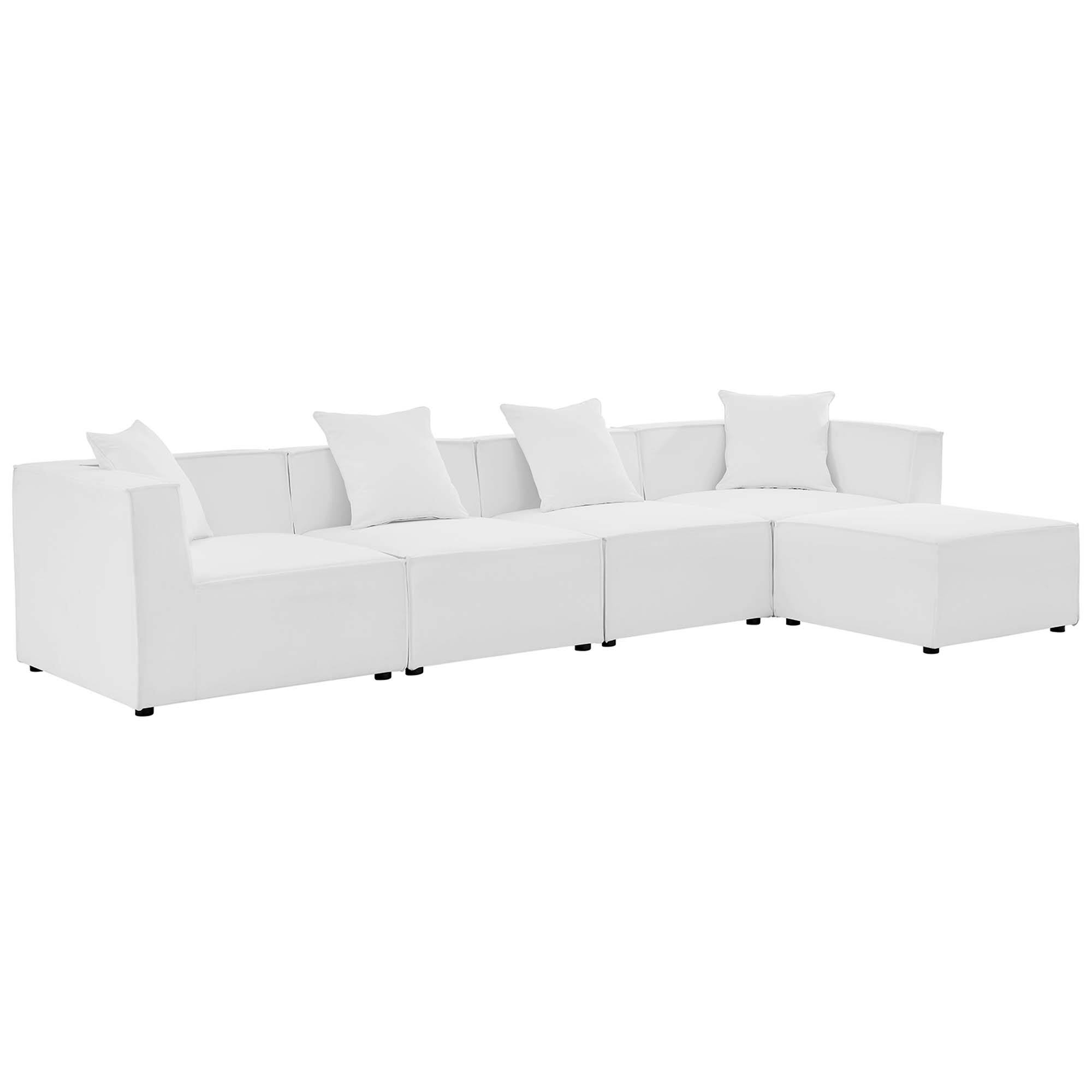 Angle. Modway - Saybrook 5-Piece Outdoor Patio Upholstered Sectional Sofa by Modway - White.