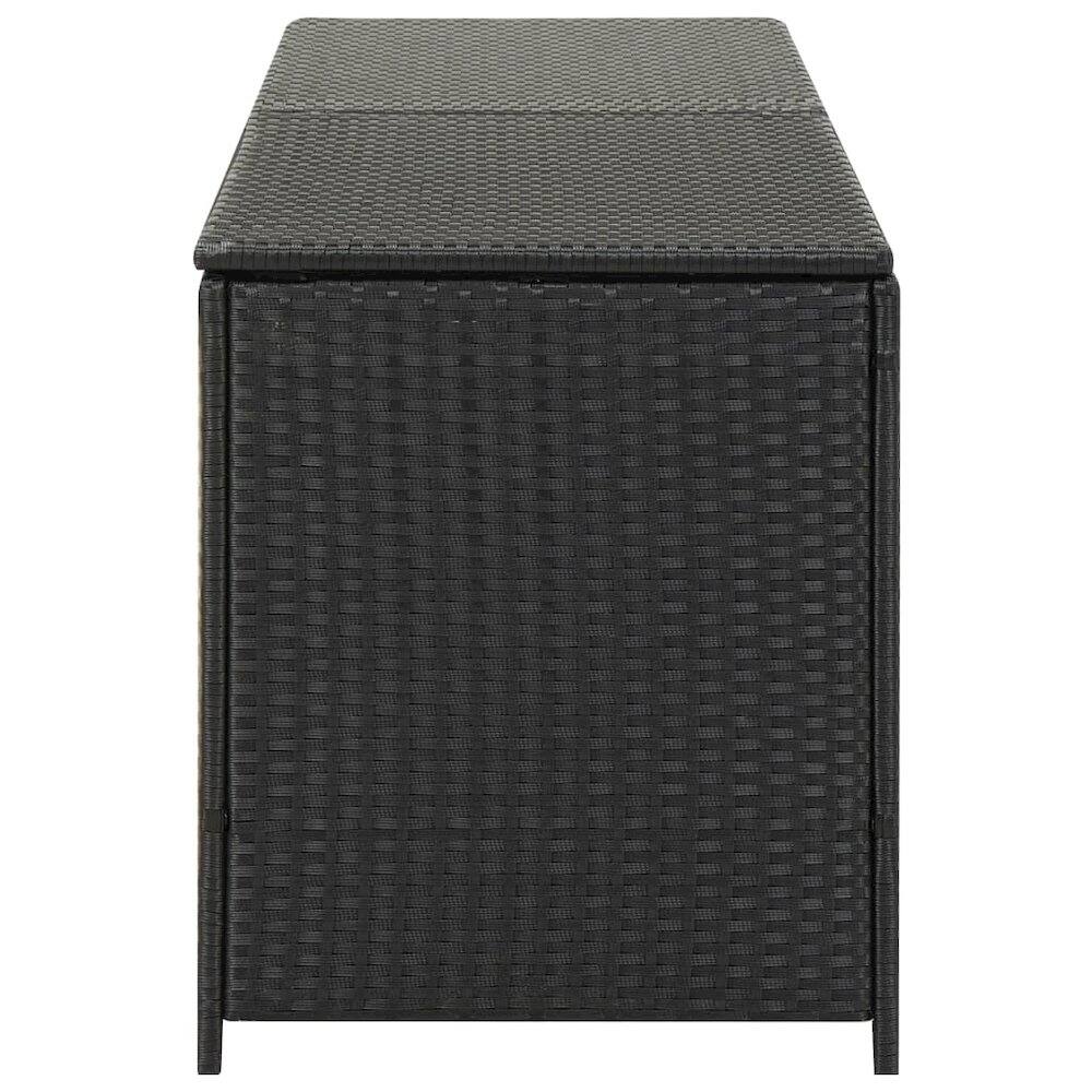 Back. vidaXL - vidaXL Storage Chest Black Poly Rattan, Powder-Coated Steel Large - Black.