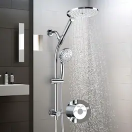 Dazzed Corner - 7.5" Rotatable Dual Shower Head Combo with Handheld Showerhead - Chrome