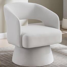 Trinkets Crazed - Swivel Accent Chair, 360 Degree Rotating Barrel Accent Chair Velvet Upholstered Living Room - beige