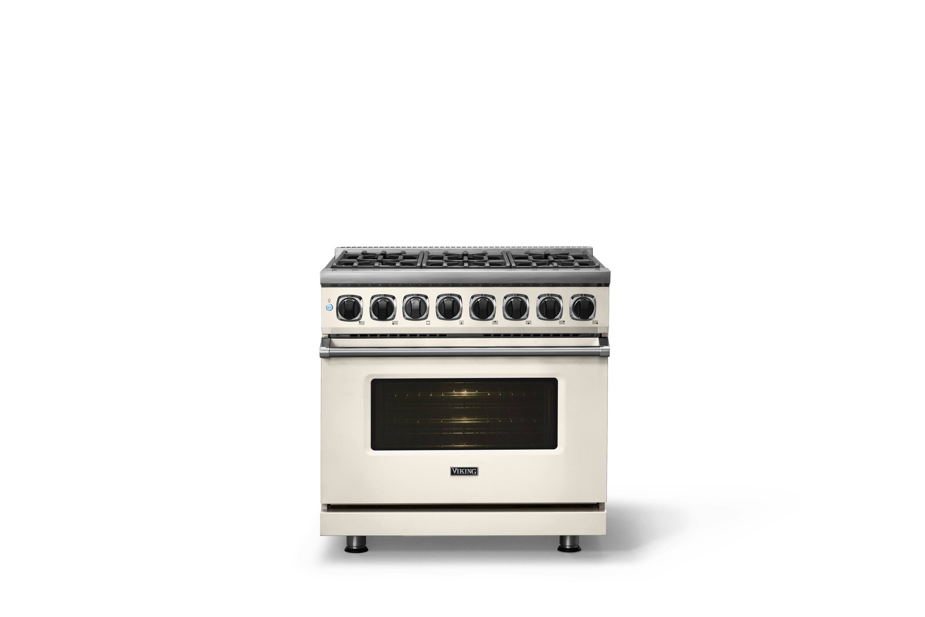 Alt View 1. Viking - 36"W. 7Series  5.6 Cu. Ft. Dual Fuel Self-Clean 6 Burner Range-Pure White - Pure White.