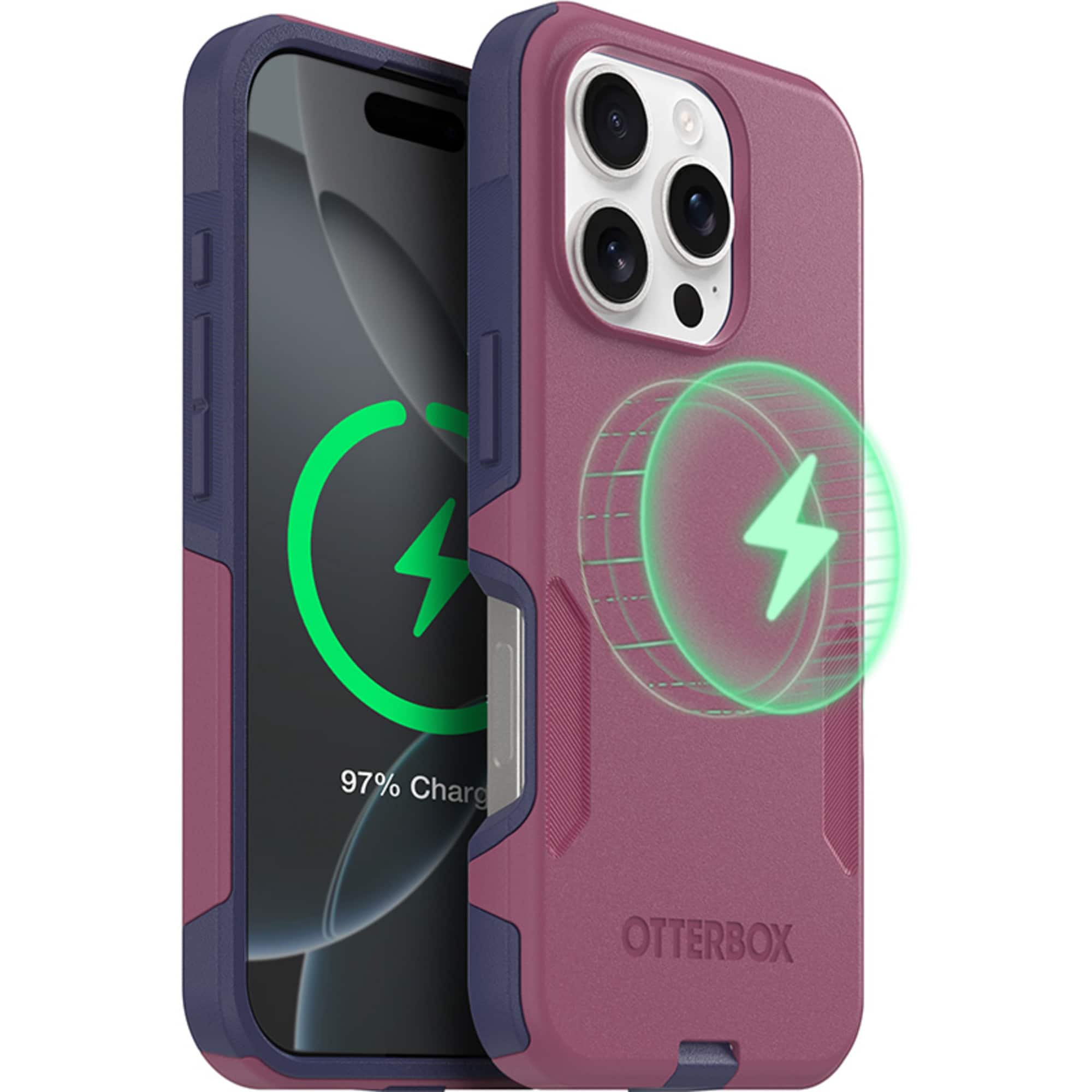 OtterBox - Commuter Series Hard Shell for MagSafe for Apple iPhone 16 Pro - Berry Smooth (Pink/Purple)