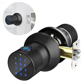Fitnate - Keyless Smart Fingerprint Lock Bluetooth Digital Door Deadbolt Lock with Keypad - Black