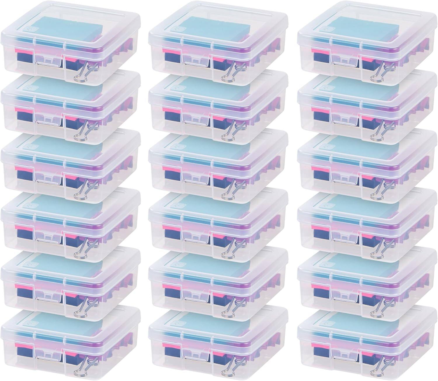 Front. IRIS USA - IRIS USA Plastic Small Storage Containers with Latching Lid for Pencil Box, Lego, Crayon, Stackable.