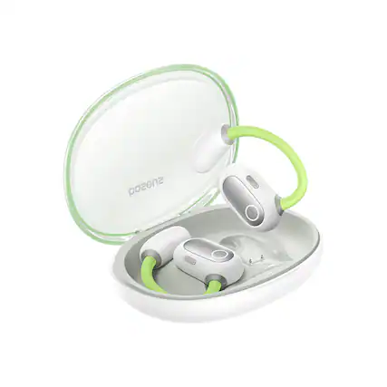 Front. Baseus - Baseus Eli Sport 1 Open-Ear Headphones, True Wireless, Bluetooth 5.3, Green - Green.