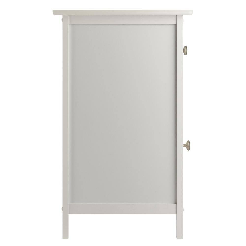 Back. FurniFact - Farmhouse End Table With Storage in White Finish, Wooden Side Table And Drawer - White.