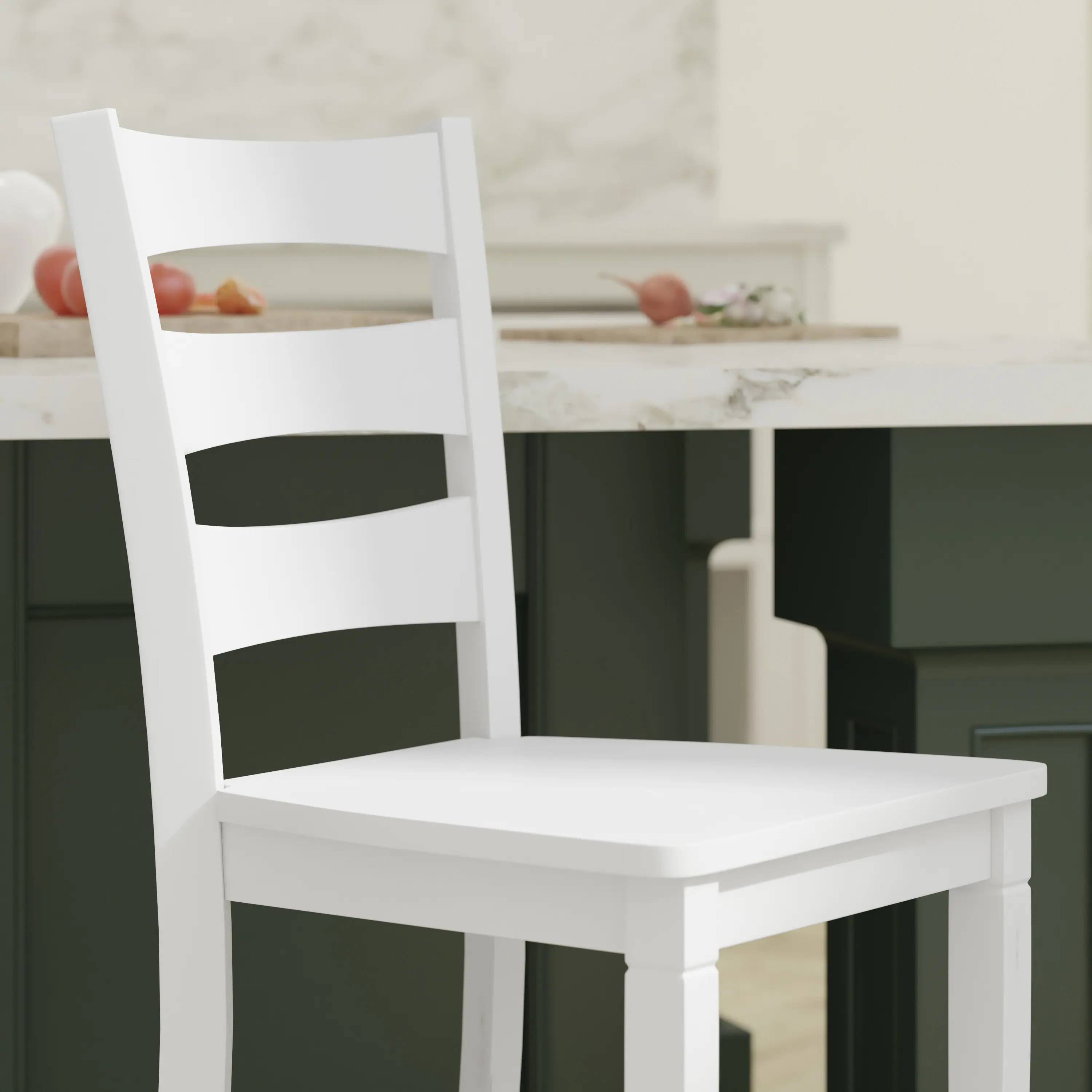 Alt View 5. Emma + Oliver - Lana Set of 2 Classic Wood Dining Stool with Ladderback Design - White Wash.