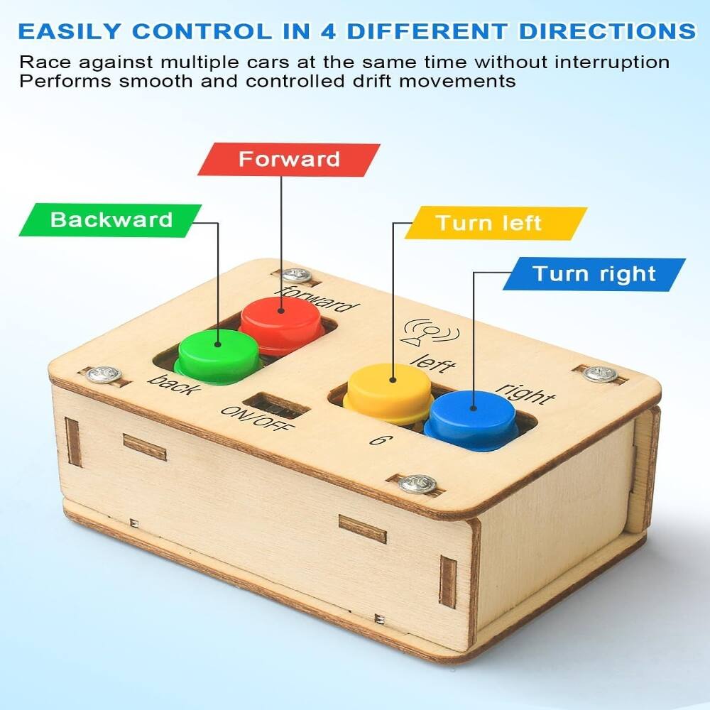 EASILY CONTROL IN 4 DIFFERENT DIRECTIONS

Race against multiple cars at the same time without interruption
Performs smooth and controlled drift movements

Forward
Backward
Turn left
Turn right