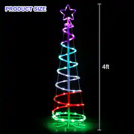 Oumilen - 4FT Multicolor Spiral Christmas Tree Light, Plug-in 16 Color Changing LED Xmas Tree Lamp with Remote Control