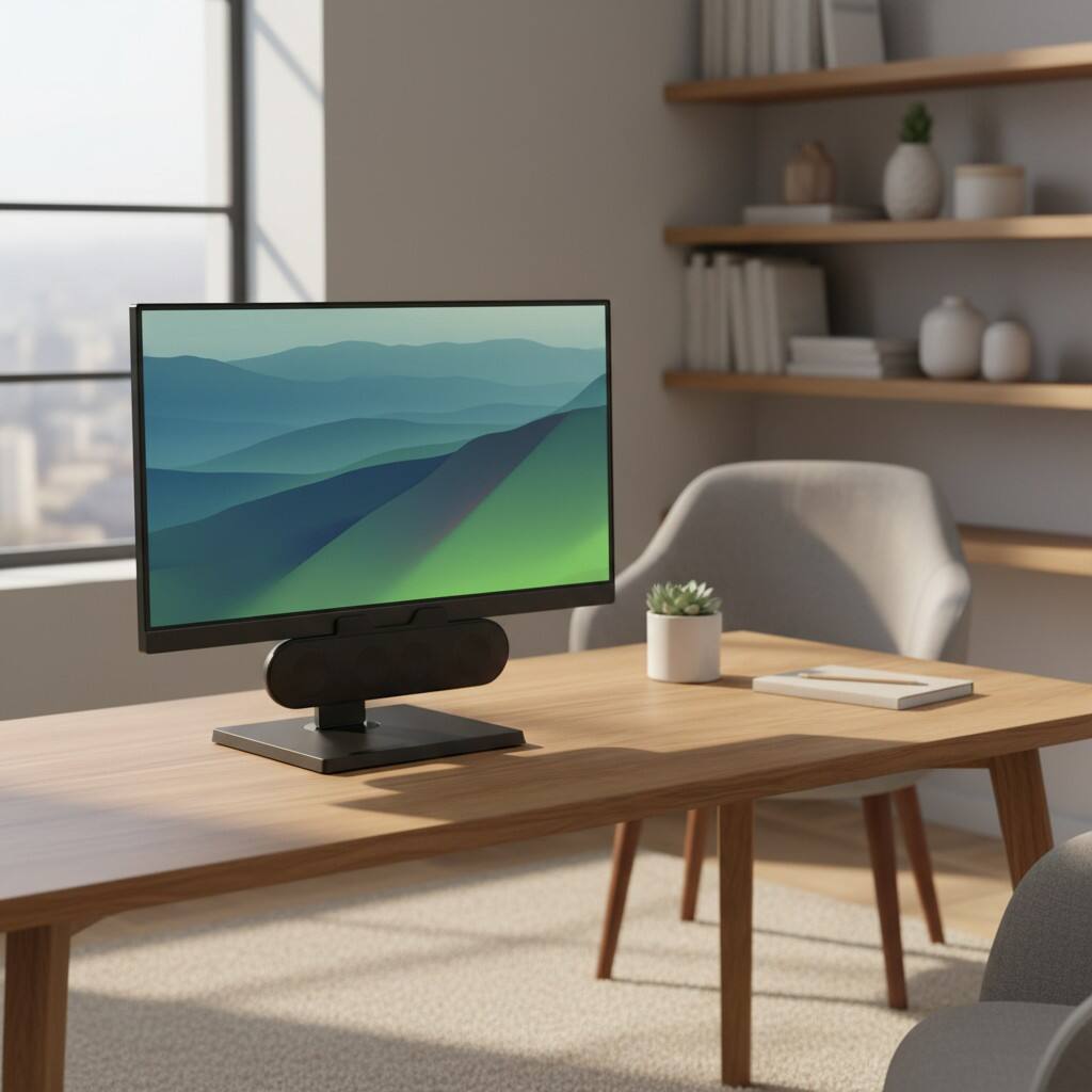 Alt View 1. Dazzed Corner - USB Plug & Play Clip-On Computer Soundbar Speaker with Bass & G-Sensor - Black.