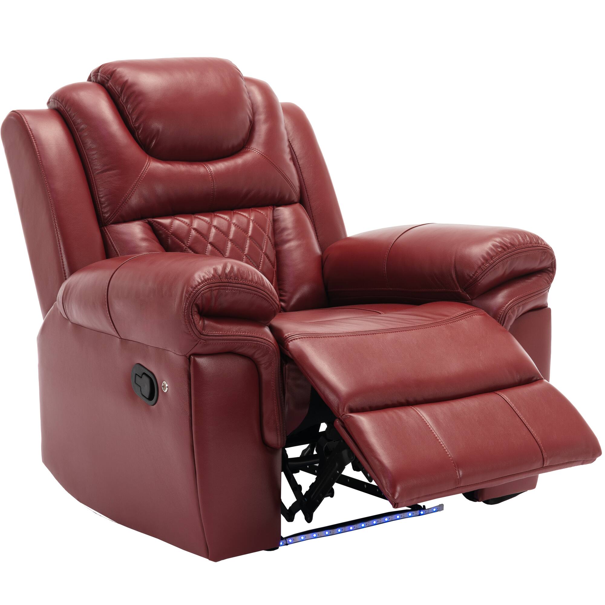Alt View 4. TinyHomie - Home Theater Seating Manual Recliner Chair with LED Light Strip for Living Room Bedroom Wine Red - Red.