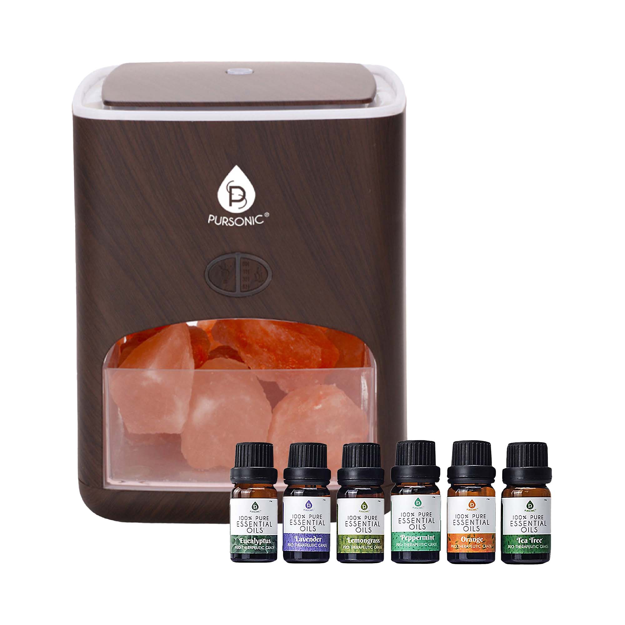 Pursonic - 3-in-1 Salt Diffuser & 6 Pack Essential Oil Set - Multicolor