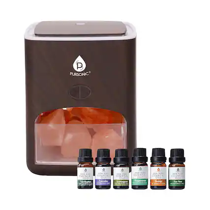 PURSONIC
100% PURE ESSENTIAL OILS
- Eucalyptus
- Lavender
- Lemongrass
- Peppermint
- Orange
- Tea Tree
Lavender Pepperment Drange Ica Trec tuckly pias Lemongrap S L
A HARUIC OTHEANPUTICC M SEs D ANUI Sos P