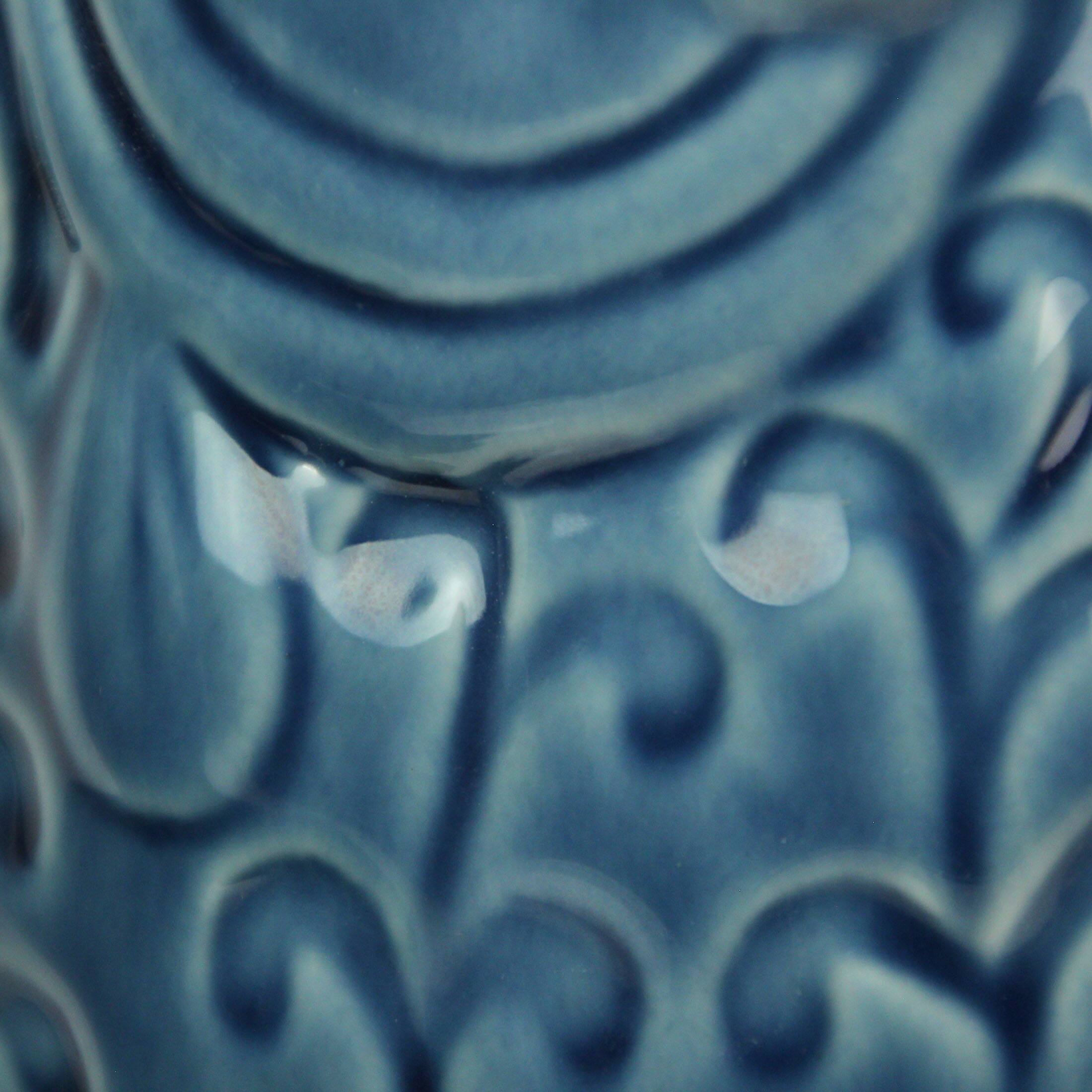 Alt View 2. Zeckos - Blue Fish Decorative Vases Set of 2 Glossy Ceramic Coastal Tabletop - Blue.