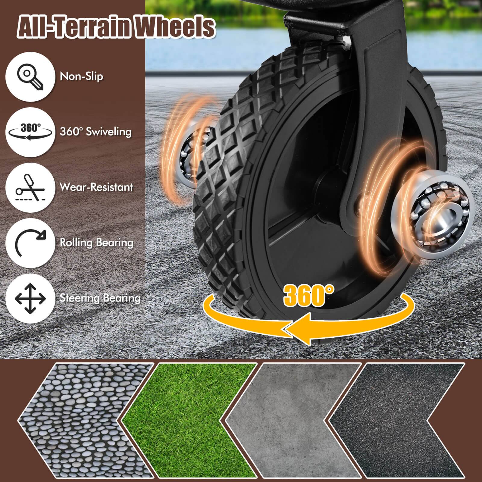 All-Terrain Wheels: Non-Slip, 360 Swiveling, Wear-Resistant, Rolling Bearing, Steering Bearing, 360