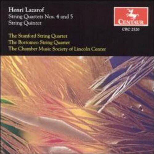 Henri Lazarof  
String Quartets Nos. 4 and 5  
String Quintet  

The Stanford String Quartet  
The Borromeo String Quartet  
The Chamber Music Society of Lincoln Center  

CENTAUR  
CRC 2520