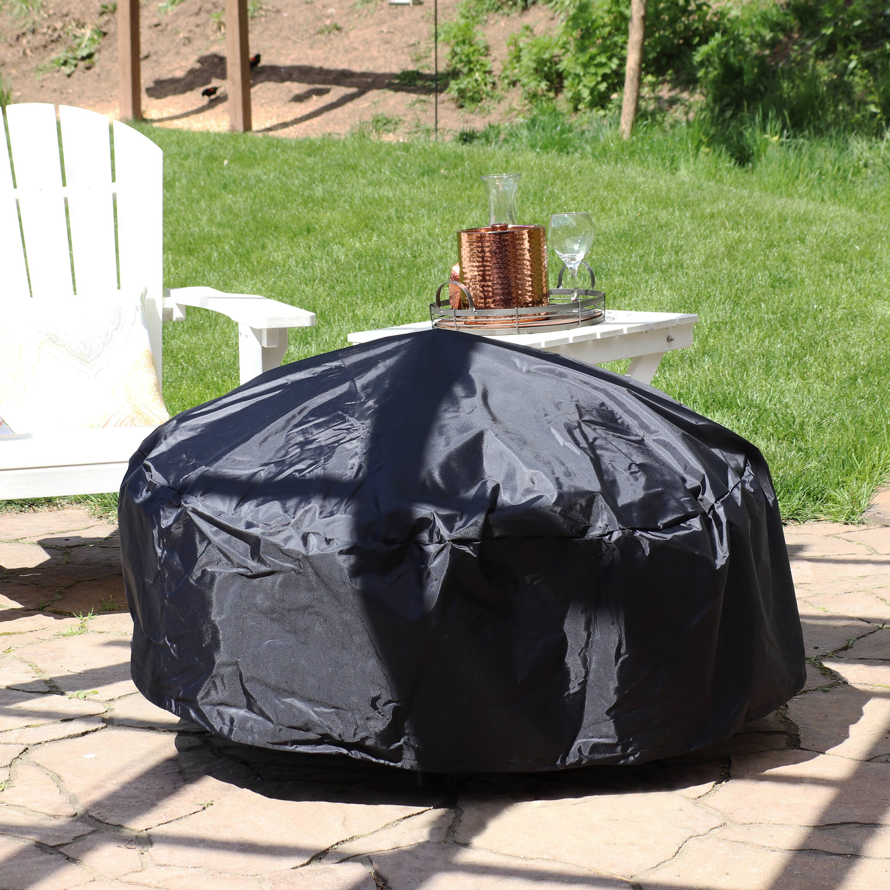 Alt View 9. Sunnydaze - 36 in Heavy-Duty PVC Round Outdoor Fire Pit Cover - Black.