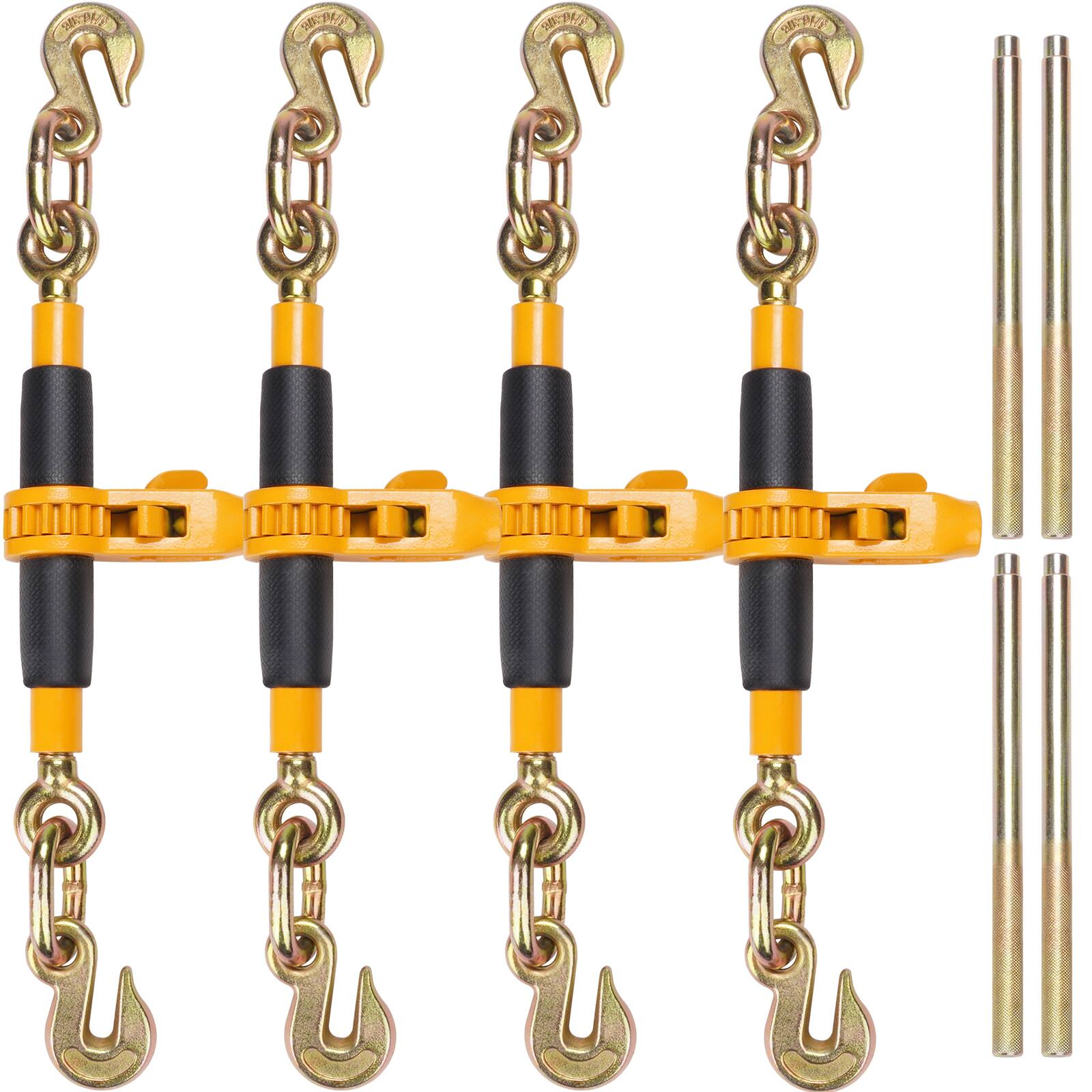 VEVOR - Ratchet Chain Binder, 3/8"-1/2" Heavy Duty Load Binders, with G80 Hooks 12000 lbs Secure Load Limit - Yellow,Black