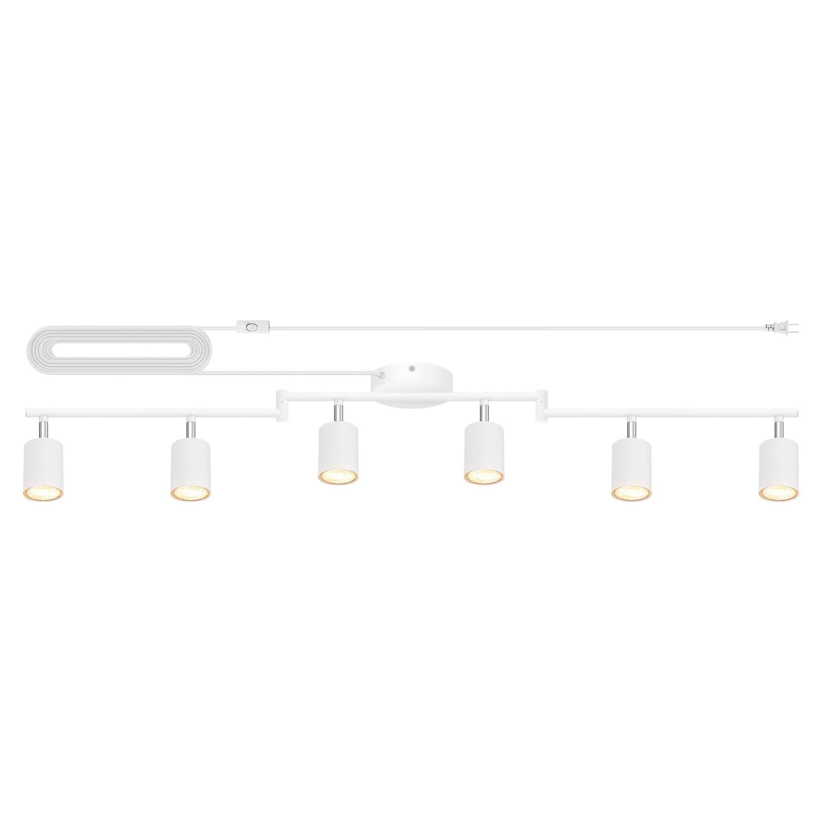 Dazzed Corner - 6-Light Plug-in LED Track Lighting, Ceiling Spotlight Kit - White