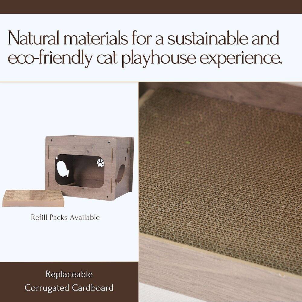 Natural materials for a sustainable and eco-friendly cat playhouse experience.

Refill Packs Available

Replaceable Corrugated Cardboard