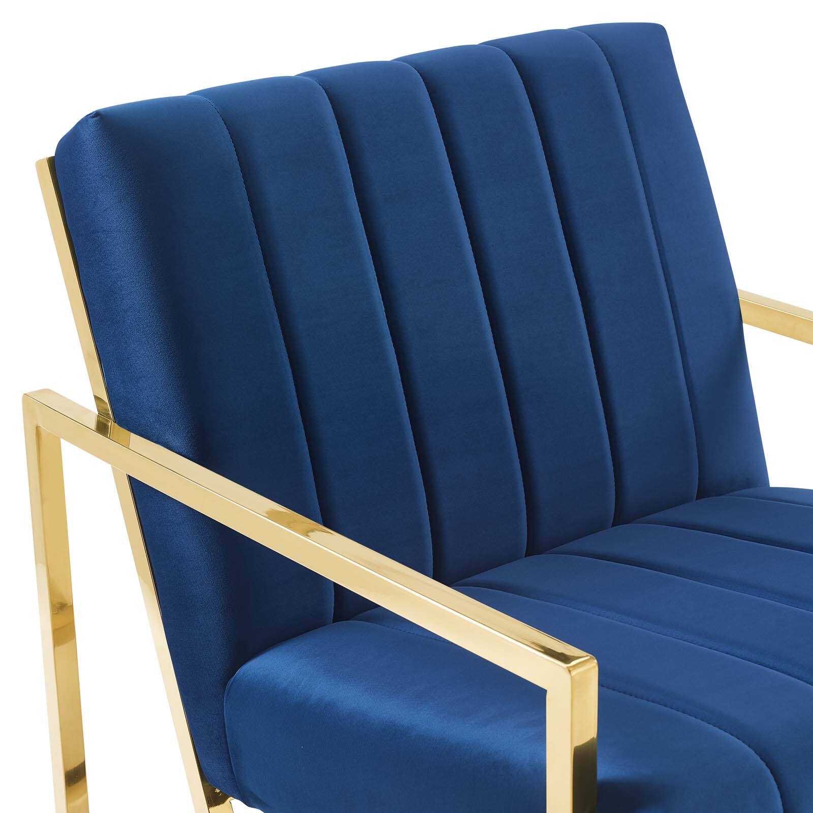 Alt View 5. Modway - Inspire Channel Tufted Performance Velvet Armchair by Modway - Navy.