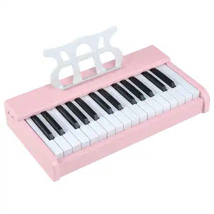 Front. Costway - Costway 30 Keys Kids Piano Keyboard with Removable Music Stand, One-key Start Function - Pink.