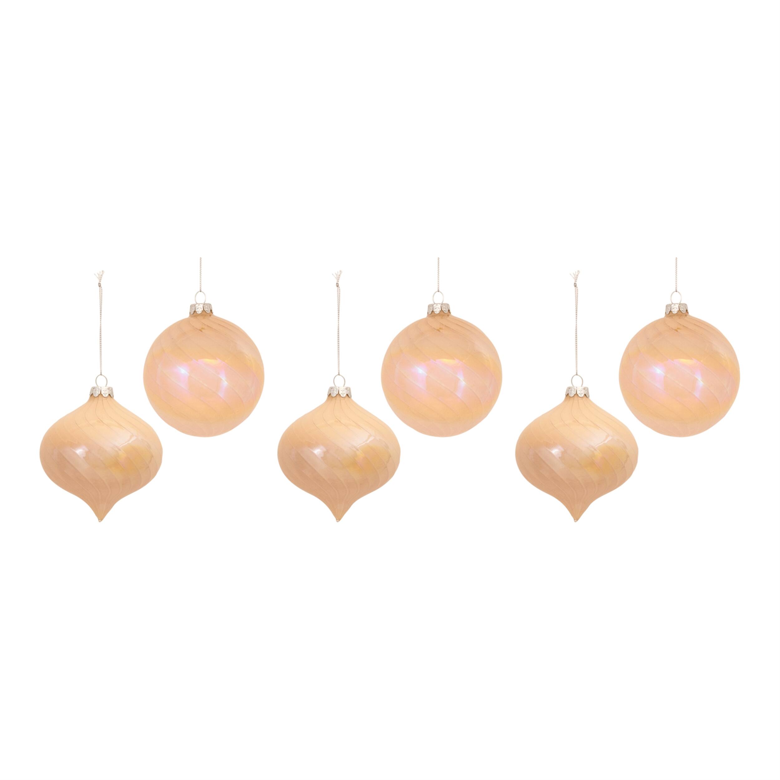 Alt View 2. BreeBe - Irredescent Glass Ornament (Set of 6) - Peach.