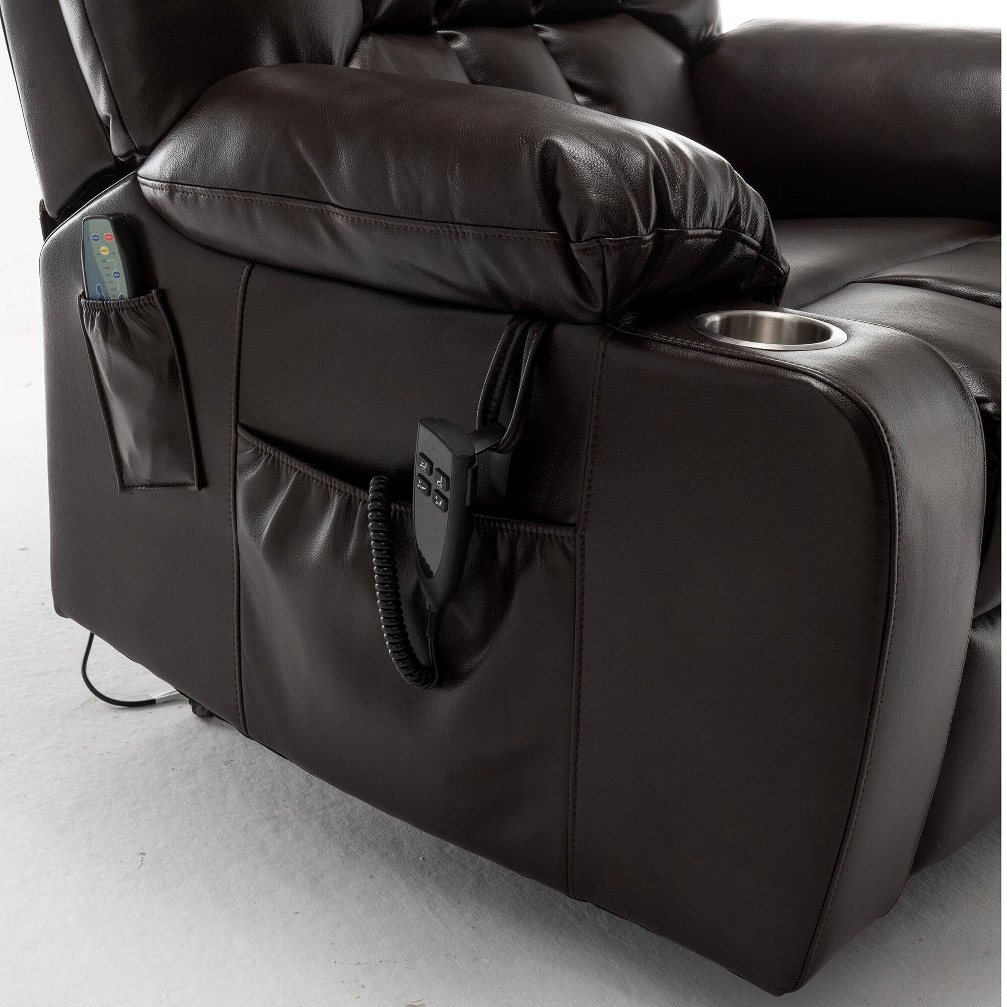 Alt View 4. Boyel Living - Lift Chair for Big and Tall Person 2 OKIN Motor Heat Massage 2 Remote 2 Cup Holder 2 Pockets - WINE RED.