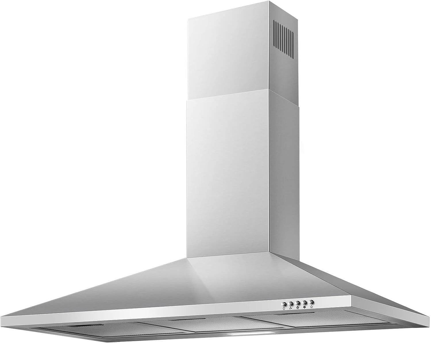 Front. Lycvki - 36 Inch Wall Mount Range Hood 450 CFM Convertible Aluminum Filters 3 Speed LED Button - Stainless Steel.