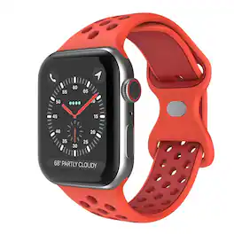 StrapsCo - ColorBlock Active Strap Silicone Rubber Watch Band For Apple Watch - 40mm/41mm/42mm (Medium-Long) - Light Red