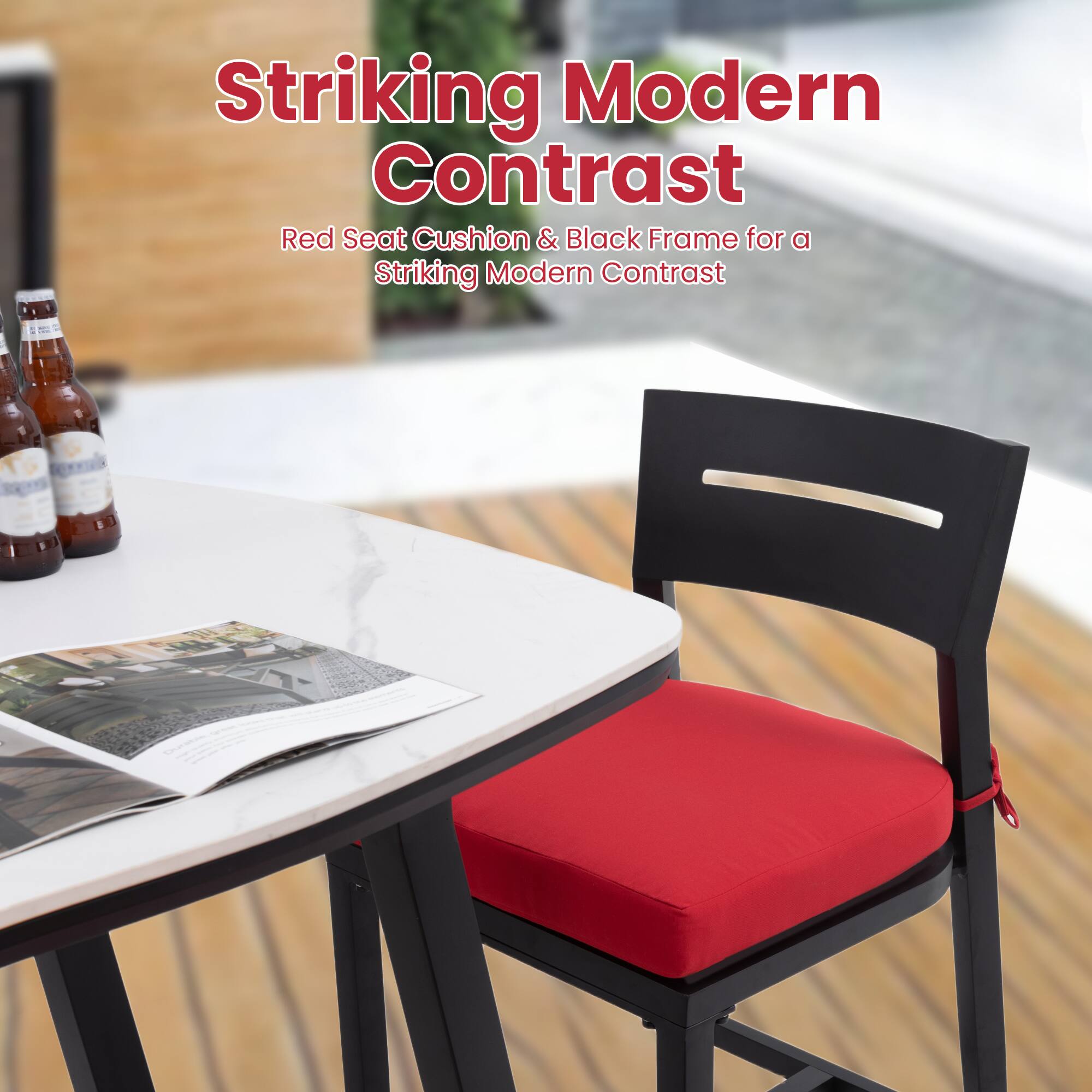 Striking Modern Contrast

Red Seat Cushion & Black Frame for a Striking Modern Contrast