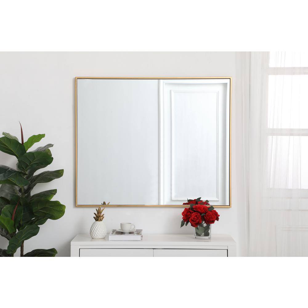 Alt View 4. Elegant Decor - Metal frame rectangle mirror 30 inch in Brass - Brass.